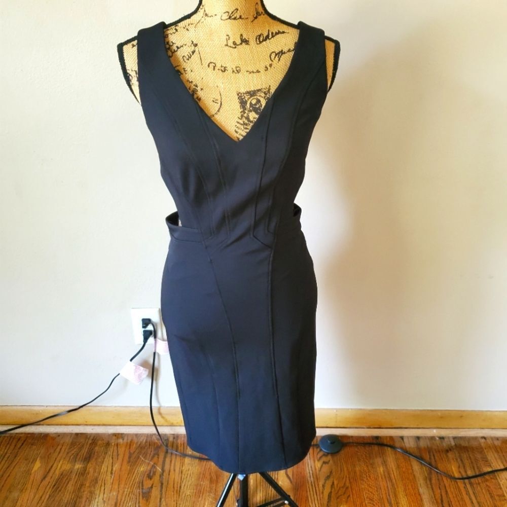 ZAC Zac Posen Vera Cut Out Sheath Dress Black V-Neck Cocktail NWT Size 6 $350